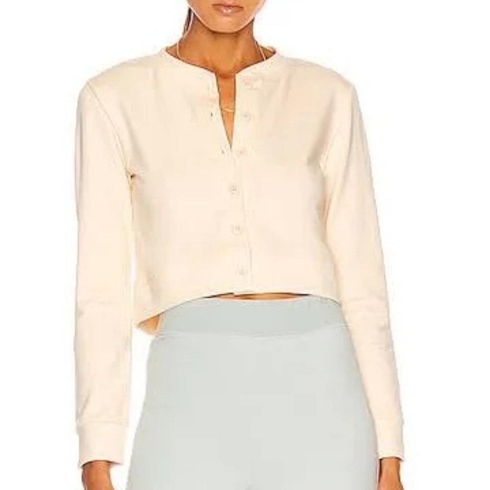 Jonathan Sinkhai Standard Uma Cropped Organic Cotton Cardigan, Size Small.